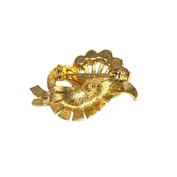 Vintage Gold Tone Brooch with Purple Rhinestones Floral Design - Picture 8 of 8